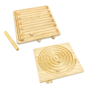 Wooden Spiral Maze Tracing Board