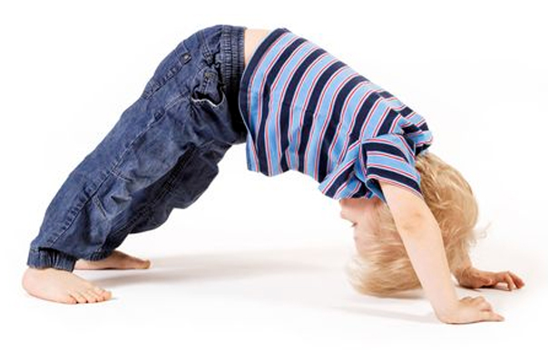 child upside down animal walk pose