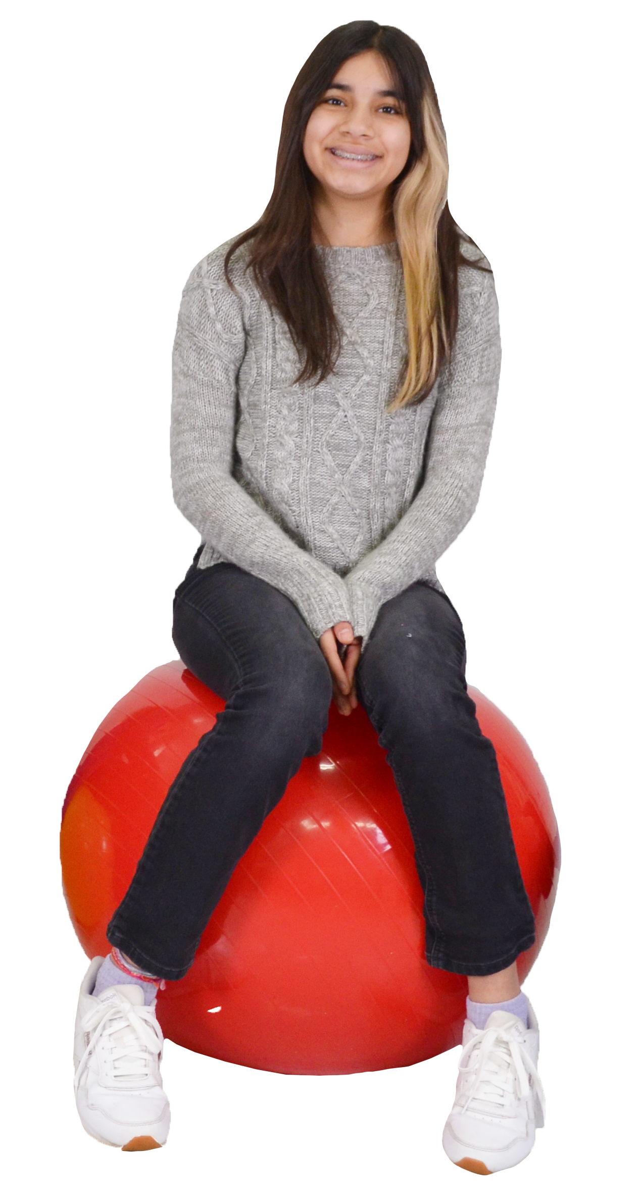 teen zebra girl ball chair therapy ball