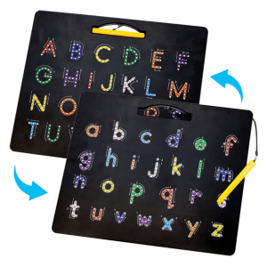 magnetic tracing board with uppercase letters on one side and lowercase on the other