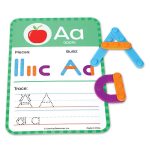 letter A card with building instructions and tracing lines