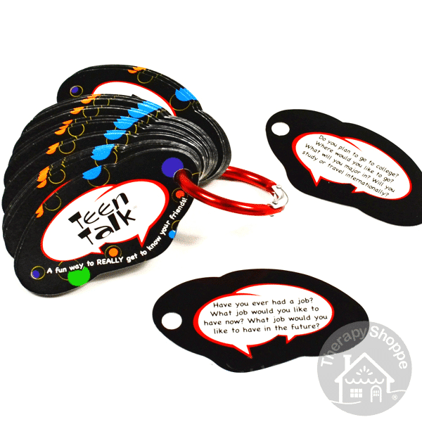 conversation starter cards on a ring