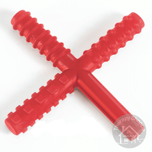 red x shaped chew with 4 textured surfaces