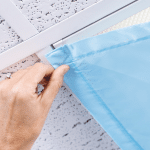 corner of a classroom light filter showing how the magnets work