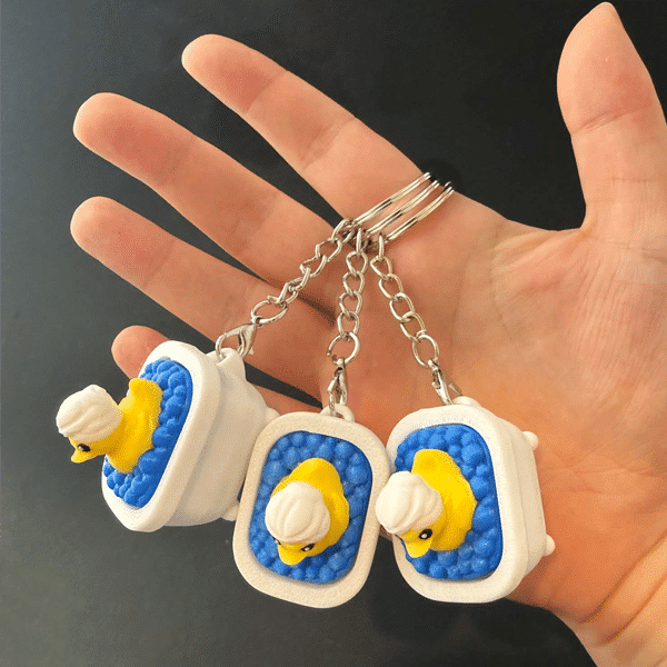 Bubble Bath Ducky Fidget Clicker Keychain