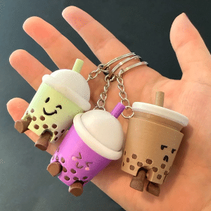 Boba Tea Fidget Clicker Keychain