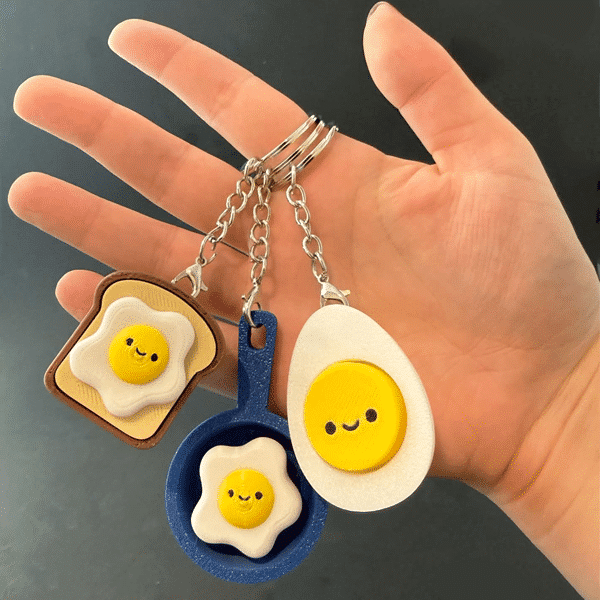 Breakfast Eggs Fidget Clicker Keychains