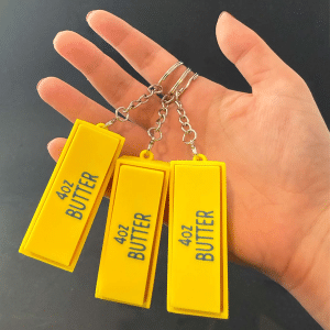 Butter Stick Fidget Clicker Keychain
