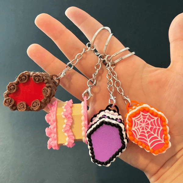 Fancy Frosted Cake Fidget Clicker Keychain