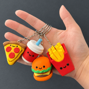 Fast Food Fidget Clicker Keychain