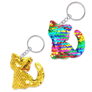 Flip Sequin Cat Keychain