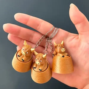 Highland Cow Fidget Clicker Keychain