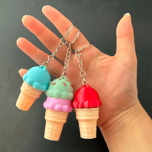 Ice Cream Cone Fidget Clicker Keychain