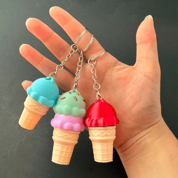 Ice Cream Cone Fidget Clicker Keychain
