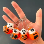 Glowing Ghost in Pumpkin Fidget Clicker Keychain