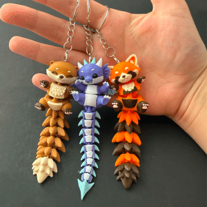 3D Printed Articulated Long Tail Animal Keychain