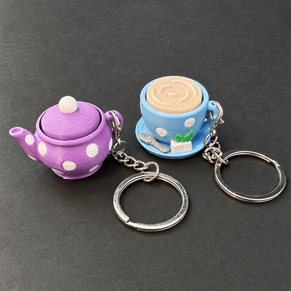 tea party fidget clicker keychain
