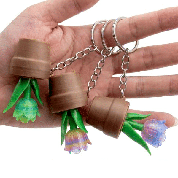 Tulip Fidget Clicker Keychain